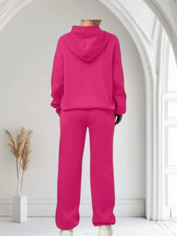 Neha Collection Energetic Hood and Lower - Woolen Activewear Set - XL, Pink