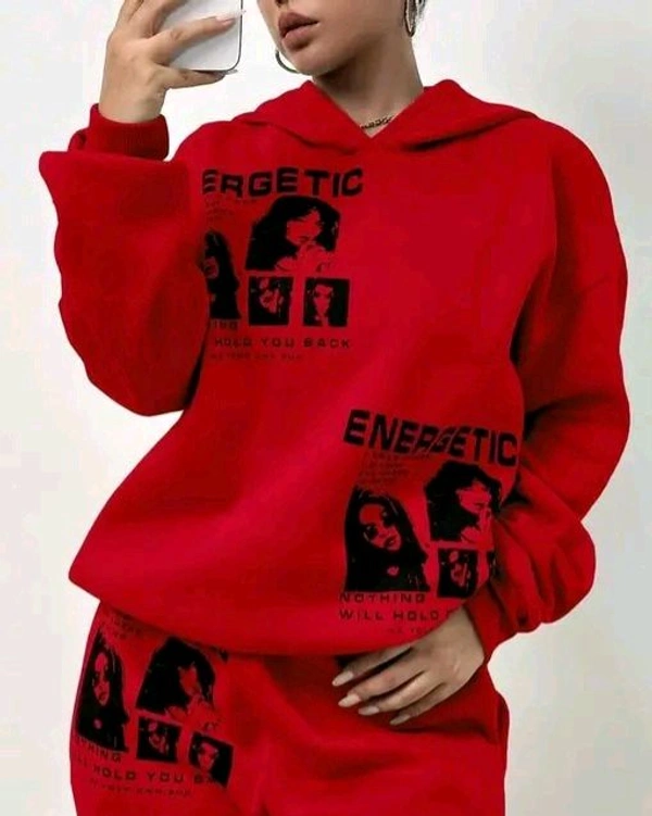 Neha Collection Energetic Hood and Lower - Premium Woolen Set - Red, XXL