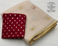 Fashion Hub  Premium Butti Linen Saree with Zari Border and Banarasi Silk Blouse"