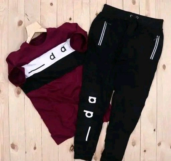 Stylish Men's Cotton T-shirt and Track Pant Set – Printed Design - M