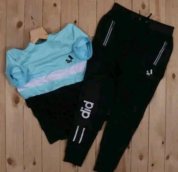 Men's Cotton T-shirt and Track Pant Combo – Full Set Top & Printed Bottom - L