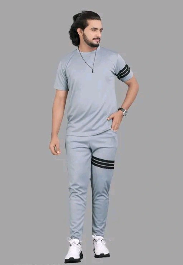 Men’s Solid Tracksuit – Comfortable Polyester Fabric with Short Sleeves - XL