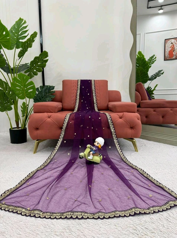Prayosha Soft Net Saree with Mono Bagloro Silk Blouse – Coding & Sequence Work - Purple