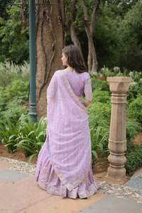 Prayosha Women's  Embroidered Lehenga Set with Dupatta - Levender