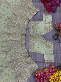 Prayosha Premium Faux Georgette Embellished Lehenga Set with Thread & Foil Work, Net Dupatta