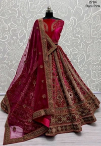Prayosha Velvet Fancy Embroidered Lehenga Set with Heavy Patch, Zari & Diamond Work - M