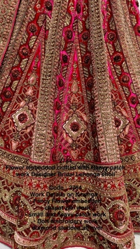 Prayosha Velvet Fancy Embroidered Lehenga Set with Heavy Patch, Zari & Diamond Work - M