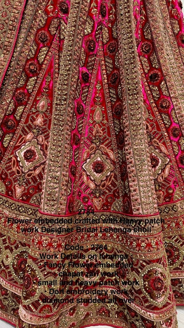 Prayosha Velvet Fancy Embroidered Lehenga Set with Heavy Patch, Zari & Diamond Work - M