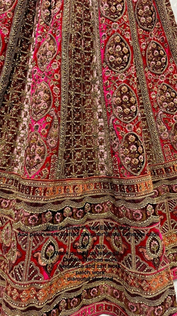 Prayosha Exquisite Velvet Bridal Lehenga with Double Dupatta - XXL