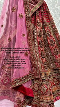 Prayosha Exquisite Velvet Bridal Lehenga with Double Dupatta - XXL