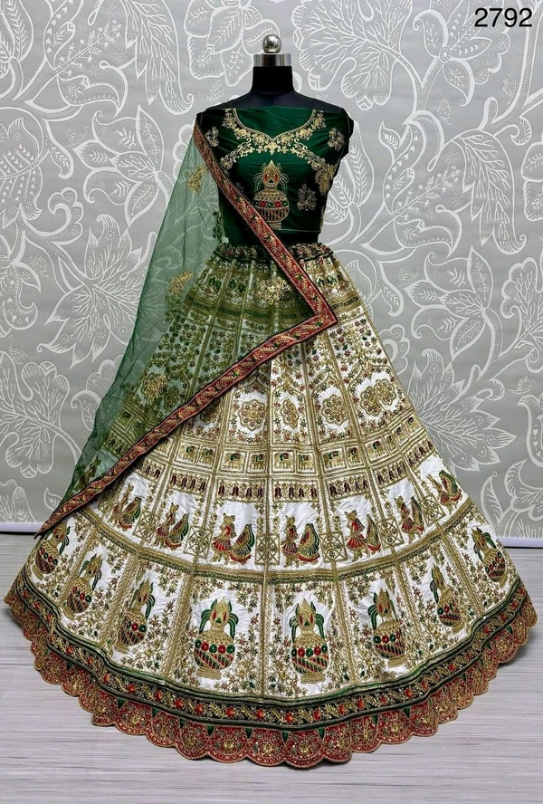 Prayosha Elegant Silk Embroidered Lehenga Choli with Double Softnet Dupatta - XL