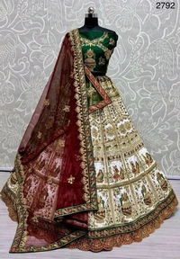 Prayosha Elegant Silk Embroidered Lehenga Choli with Double Softnet Dupatta - XL