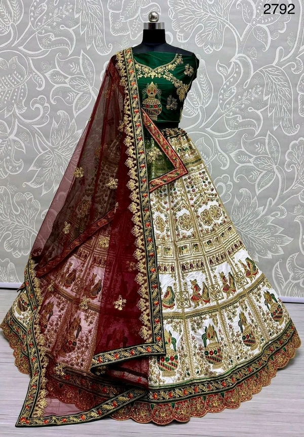 Prayosha Elegant Silk Embroidered Lehenga Choli with Double Softnet Dupatta - XL