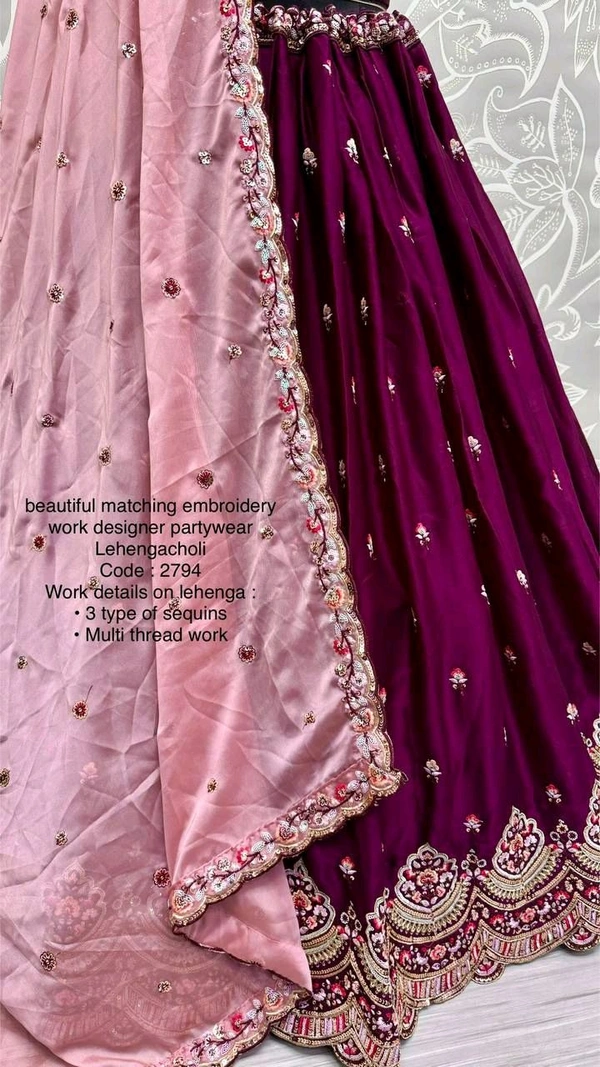 Prayosha Elegant Gadhwal Silk Lehenga Choli with Chinnon Dupatta - Wine, L