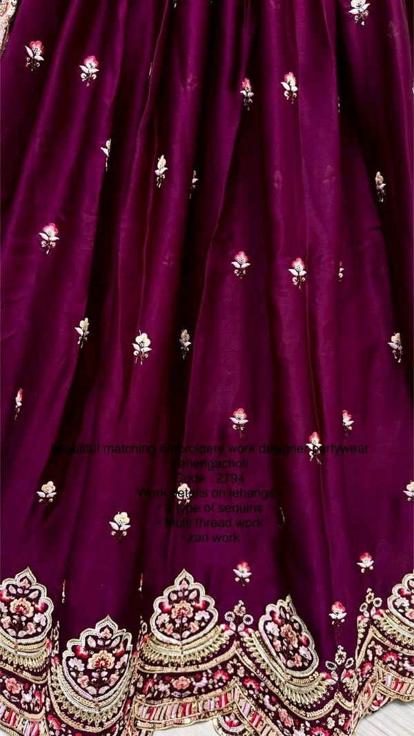 Prayosha Elegant Gadhwal Silk Lehenga Choli with Chinnon Dupatta - Wine, L