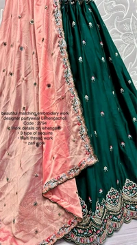 Prayosha Elegant Gadhwal Silk Lehenga Choli with Chinnon Dupatta - Green, XL