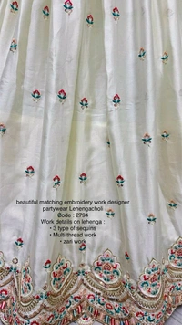 Prayosha Elegant Gadhwal Silk Lehenga Choli with Chinnon Dupatta - White, M