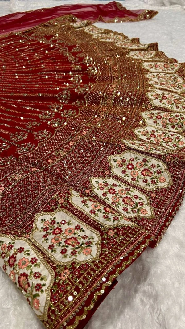 Prayosha Rangoon Silk Lehenga with Sequins and Dori Work – Elegant Bridal/Festive Wear - M