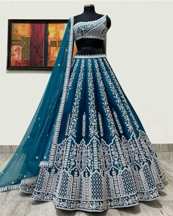 Msa Elegant Women's Embroidered Lehenga Choli with Net Dupatta - M