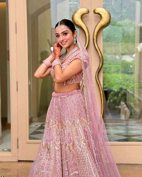 Prayosha Premium Kasturi Silk Embroidered Lehenga Choli with Hand Pearl & Sequins Work - XXL