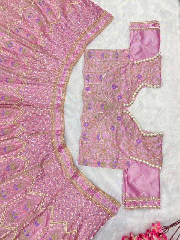 Prayosha Premium Kasturi Silk Embroidered Lehenga Choli with Hand Pearl & Sequins Work - XXL