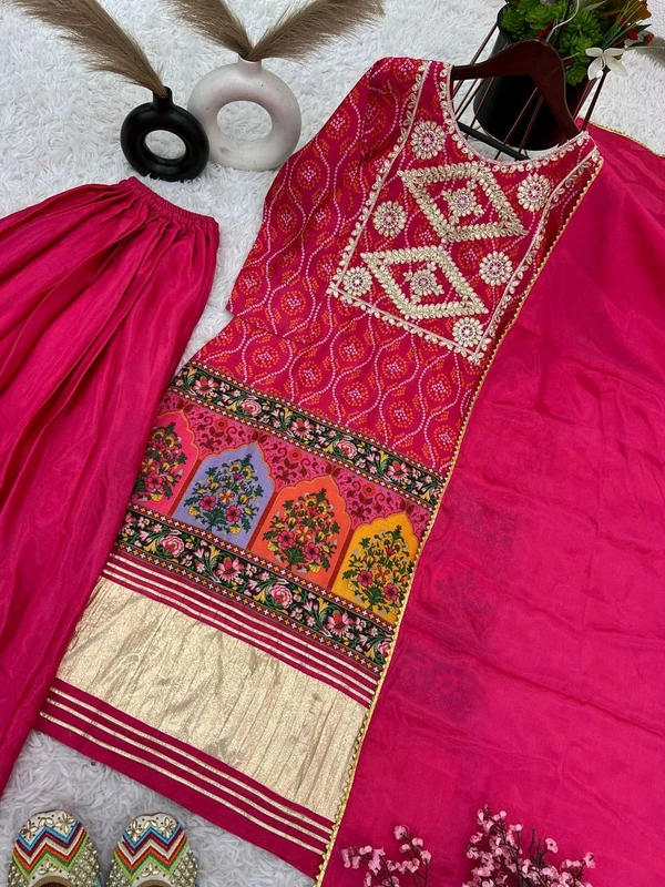 Prayosha Elegant Heavy Chinnon Embroidered Sharara Set with Dupatta - XL, Red