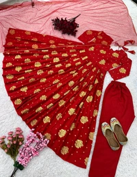 Prayosha Heavy Chinon Silk Embroidered Gown Set with Dupatta - XL