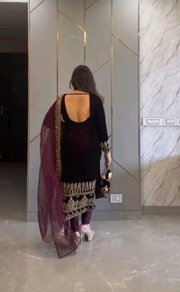 Prayosha Luxurious Embroidered Velvet Suit Set with Dupatta - XXL