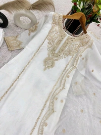 Prayosha Elegant Heavy Chinnon Silk Embroidered Suit Set with Dupatta - L