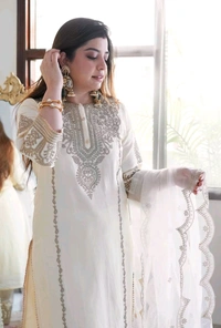 Prayosha Elegant Heavy Chinnon Silk Embroidered Suit Set with Dupatta - XXL