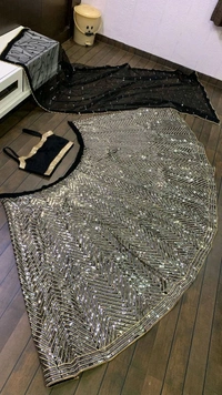 Prayosha Women's Georgette Sequins Zari Work Lehenga with Net Pearl Border Dupatta