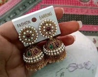 Antique Designer Oxidized Rajwadi Jhumka Earrings with Pearl Detailing