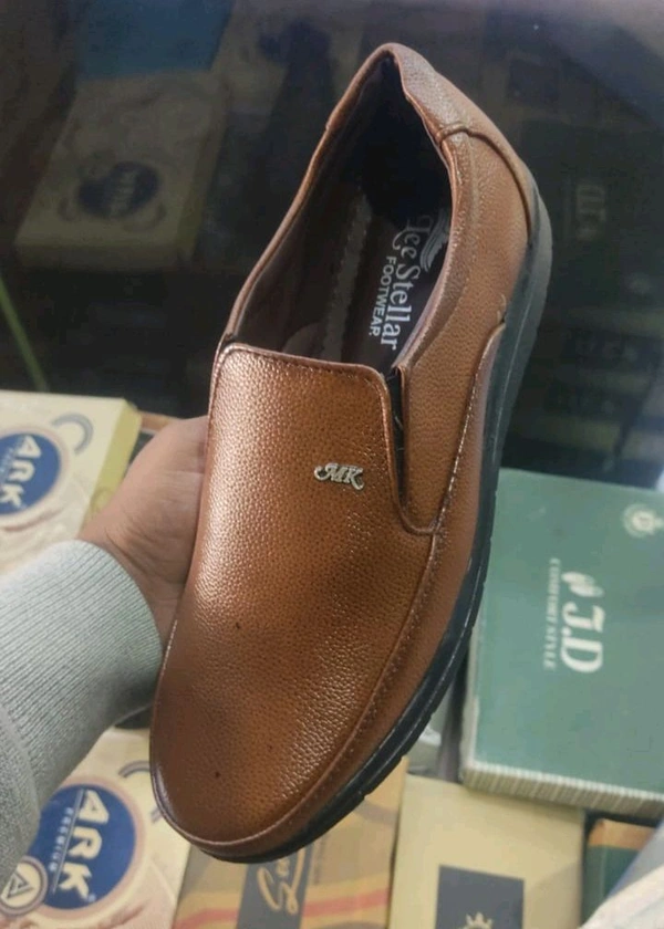 Men's Tan Slip-On Loafers with Decorative Cutout Design - Ind8