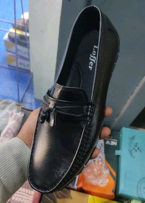 Men's Tan Slip-On Loafers with Decorative Cutout Design - Ind9