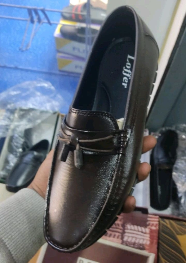Men's Tan Slip-On Loafers with Decorative Cutout Design - Ind7
