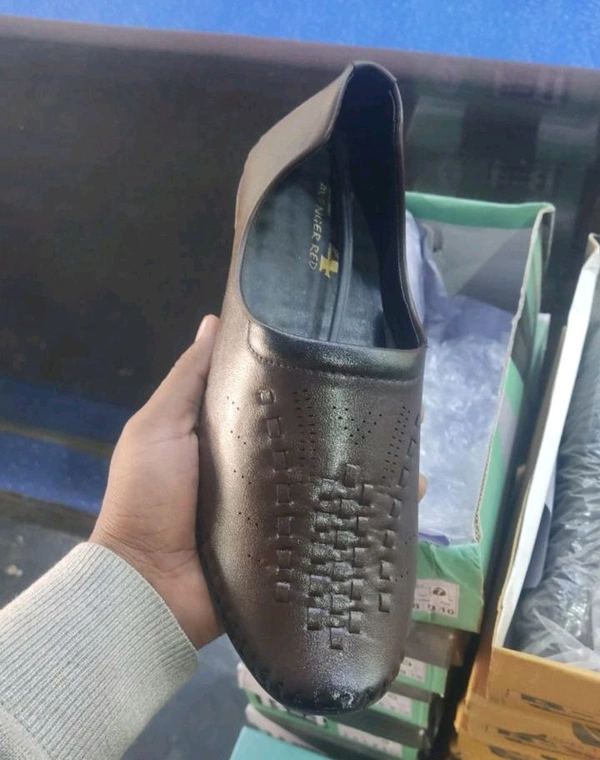Men's Tan Slip-On Loafers with Decorative Cutout Design - Ind9