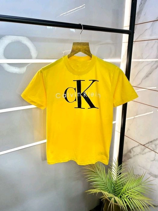 Wind Men's Yellow Calvin Klein  T-Shirt | Stylish Casual Wear - XL
