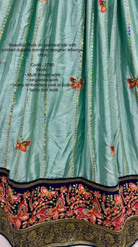 Prayosha Designer Pista Green Gadhwal Silk Lehenga Choli with Printed Dupatta