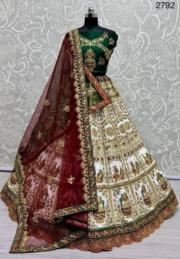 Prayosha Heavy Embroidery Work Panetar Style Green Lehenga Choli