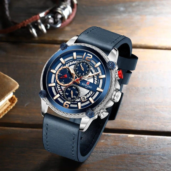 REWARD BLUE - SILVER DIAL WITH ALL CRONO WORKING🧿