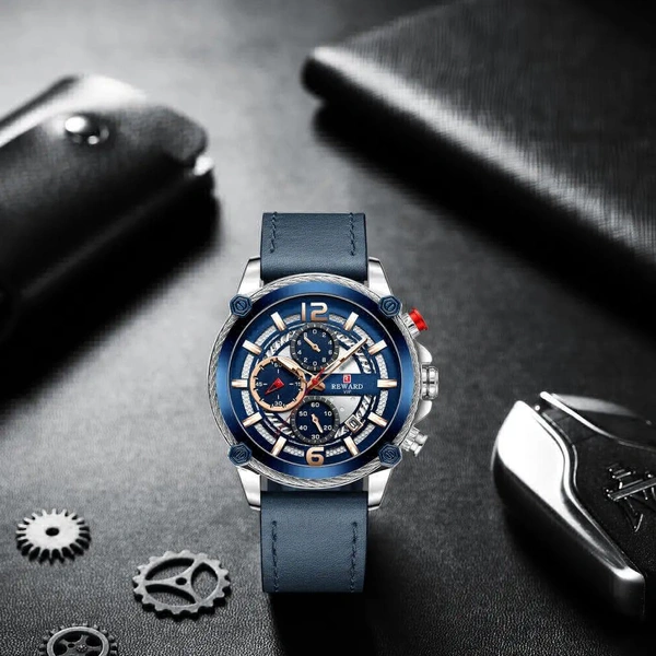 REWARD BLUE - SILVER DIAL WITH ALL CRONO WORKING🧿