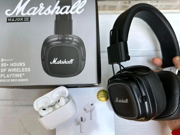 MARSHAL HEADPHONES  ➕ FREE AIRPODS 🛍️🛍️ - Black