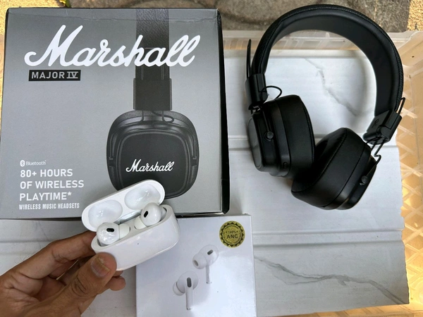 MARSHAL HEADPHONES  ➕ FREE AIRPODS 🛍️🛍️ - Black