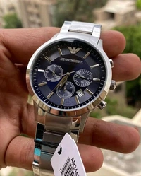 Armani Silver & Gray Dial Chronograph Watch ⌚ - Brown