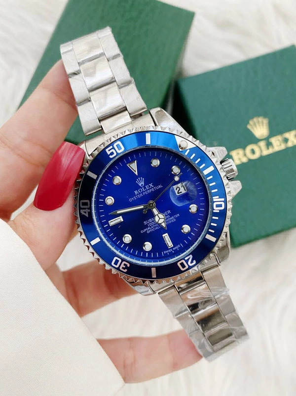 Rolax Silver Watch With Blue Crown 👑