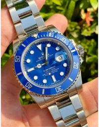 Rolax Silver Watch With Blue Crown 👑