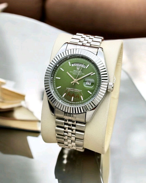ROLEX OYSTER PERPETUAL - SILVER GREEN DIAL - WITH ORIGINAL BOX