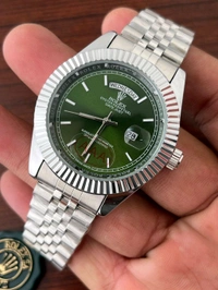 ROLEX OYSTER PERPETUAL - SILVER GREEN DIAL - WITH ORIGINAL BOX