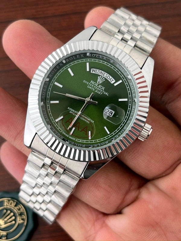 ROLEX OYSTER PERPETUAL - SILVER GREEN DIAL - WITH ORIGINAL BOX