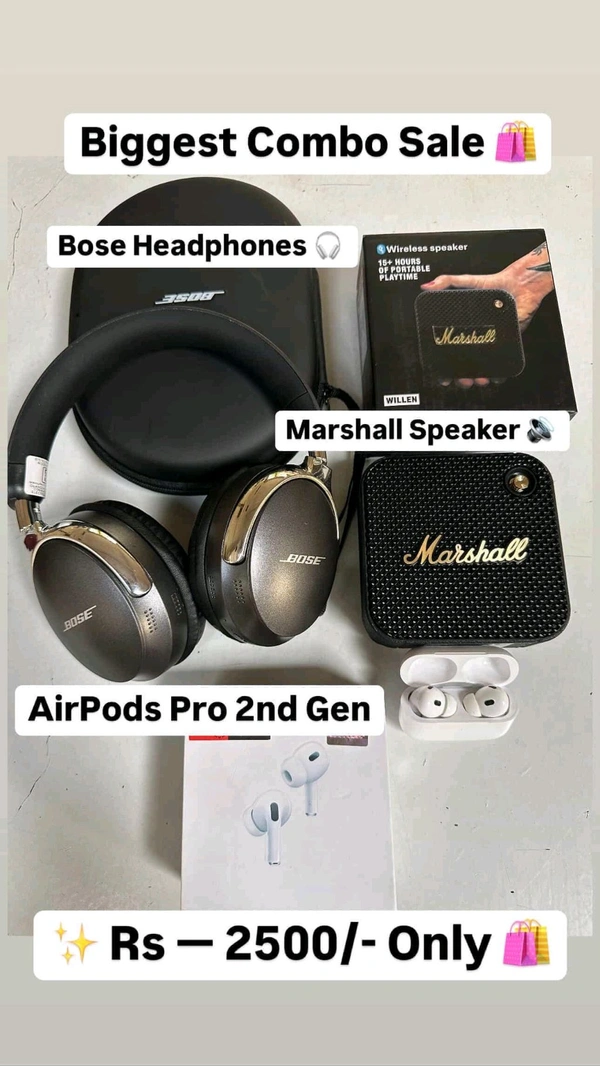 Bose HEADPHONES  ➕  Carry Bag ➕ Airpods  ➕ Speaker🛍️✨🤩